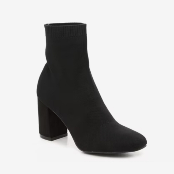 Mia Erika Black Knit Ankle Boots with Block Heel - Picture 2 of 15